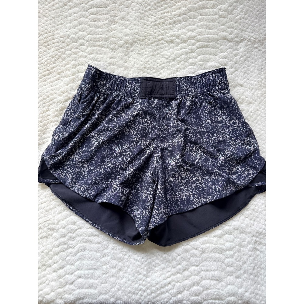 Lululemon Tracker Short V 4" Navy Purple Static Print Athletic Running Shorts 8